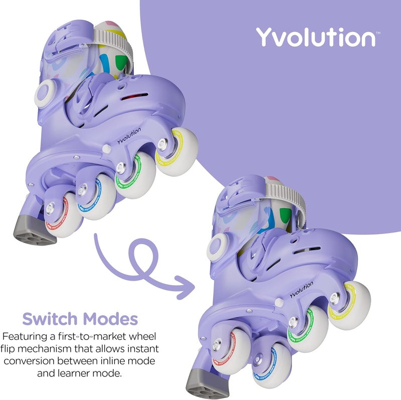 Yvolution Learner Twista Skates – 2-in-1 Adjustable Kids Roller Skates for Ages 2+ – Converts from Tri-Wheel to Inline Skates – No Tools Needed – US Size 7-11 - Image 5